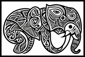 Elephant head and trunk tattoo idea