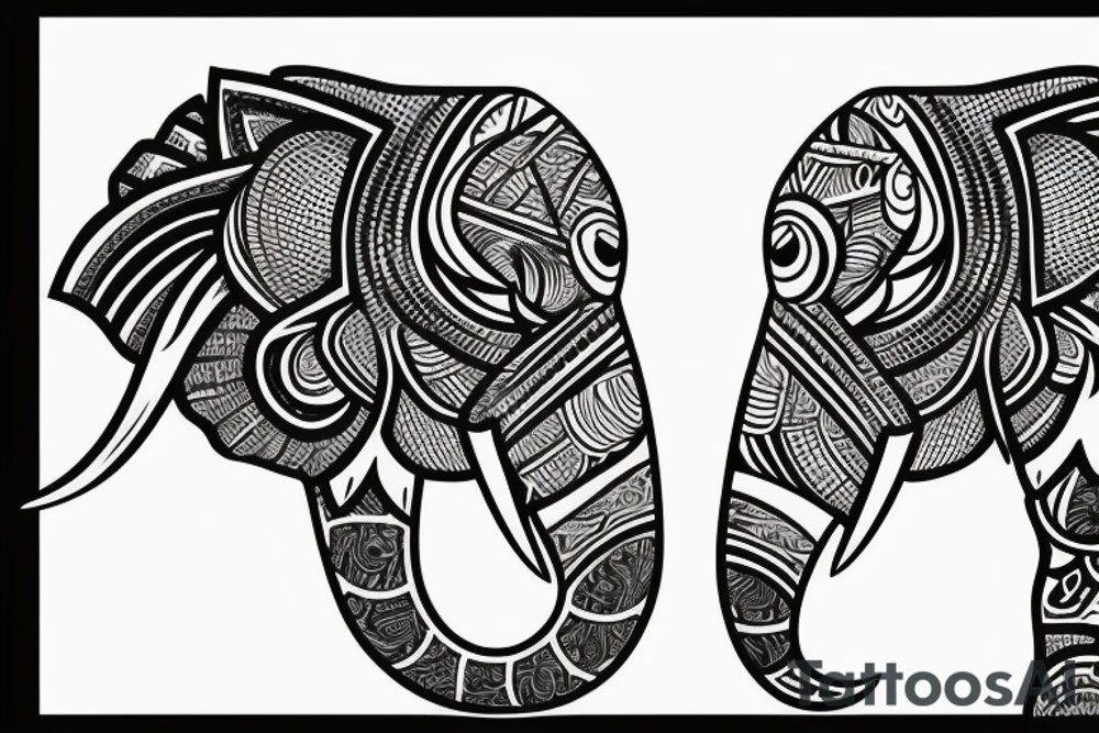 Elephant head and trunk tattoo idea