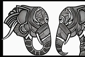 Elephant head and trunk tattoo idea