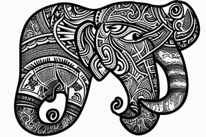 Elephant head and trunk portrait face on tattoo idea