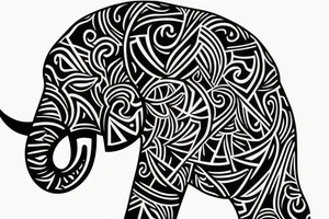 Elephant head and trunk portrait face on tattoo idea