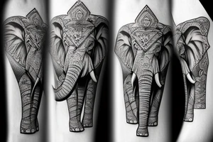 Elephant head and trunk portrait face on tattoo idea