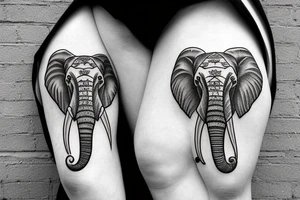 Elephant head and trunk portrait face on tattoo idea