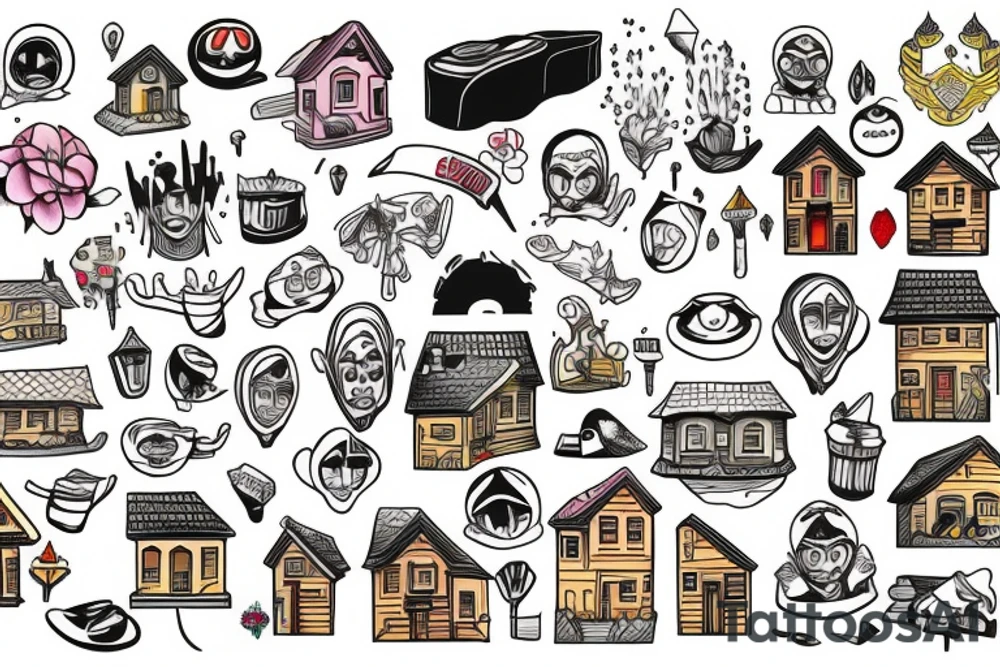 house in mount tattoo idea