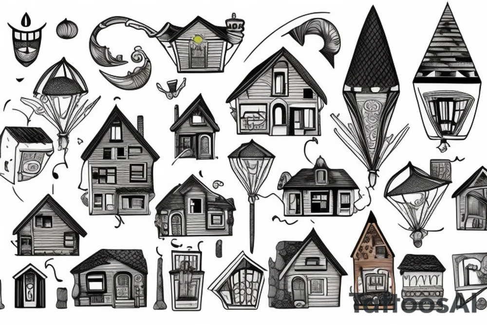 house in mount tattoo idea