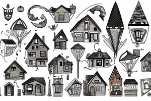 house in mount tattoo idea