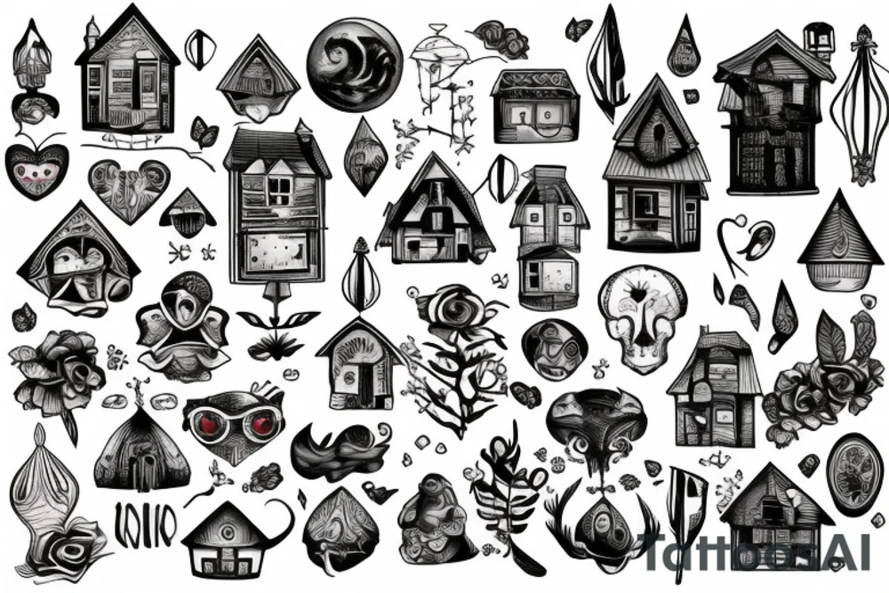 house in mount tattoo idea