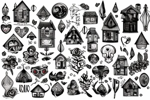 house in mount tattoo idea