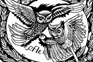 Owl fighting for equality, justice, and peace tattoo idea