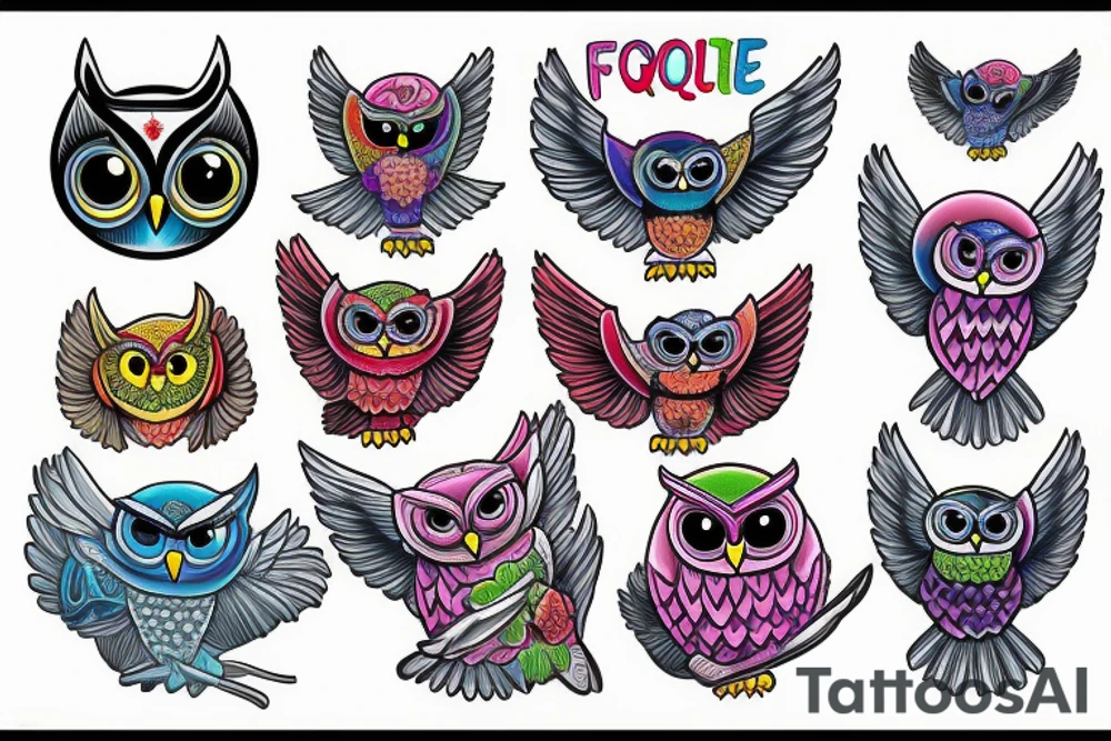 Owl fighting for equality, justice, and peace tattoo idea