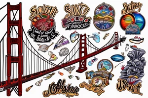San Francisco Golden Gate Bridge in full color tattoo idea