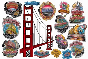 San Francisco Golden Gate Bridge in full color tattoo idea