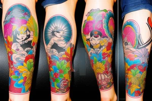 Japanese in full color leg tattoo tattoo idea