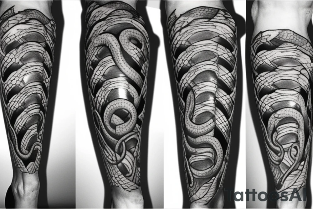 Snake wrapped around leg tattoo idea