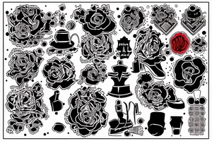 trash polka red and black, full slave tattoo idea
