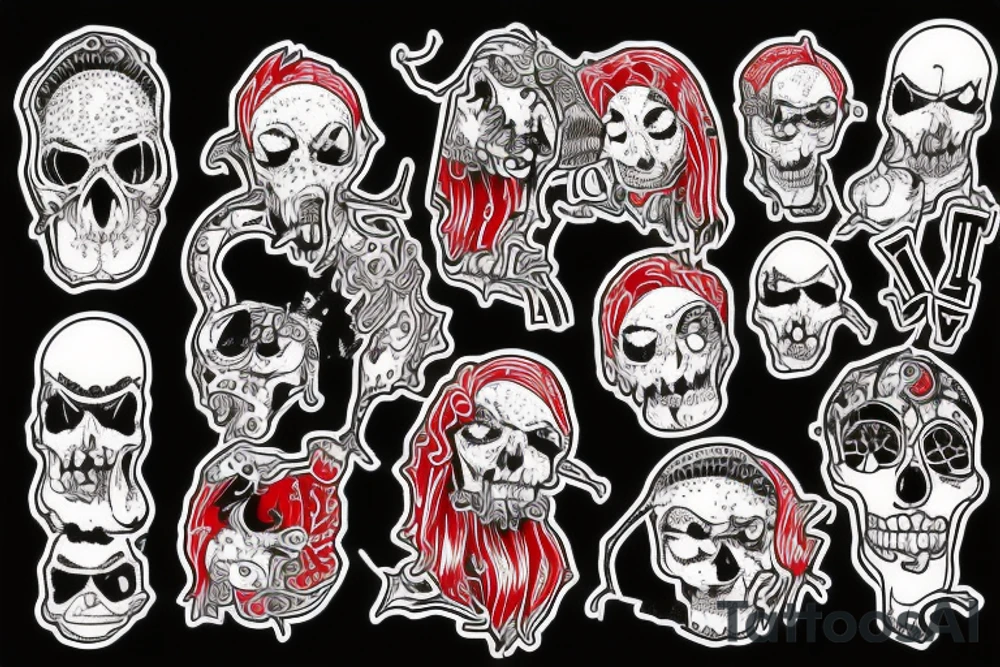 trash polka red and black, full slave tattoo idea