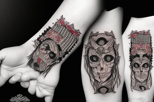 trash polka red and black, full slave tattoo idea