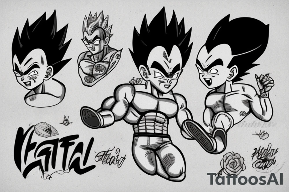 Vegeta con su hija bra en un entorno paterno y de cariño tattoo idea