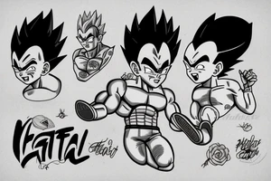 Vegeta con su hija bra en un entorno paterno y de cariño tattoo idea