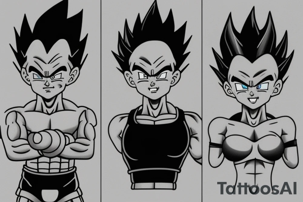 Vegeta con su hija bra en un entorno paterno y de cariño tattoo idea