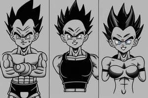 Vegeta con su hija bra en un entorno paterno y de cariño tattoo idea