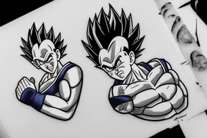 Vegeta con su hija bra en un entorno paterno y de cariño tattoo idea