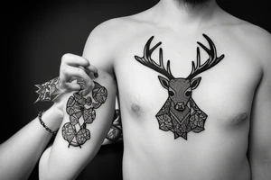 shamrock stag cross knot tattoo idea