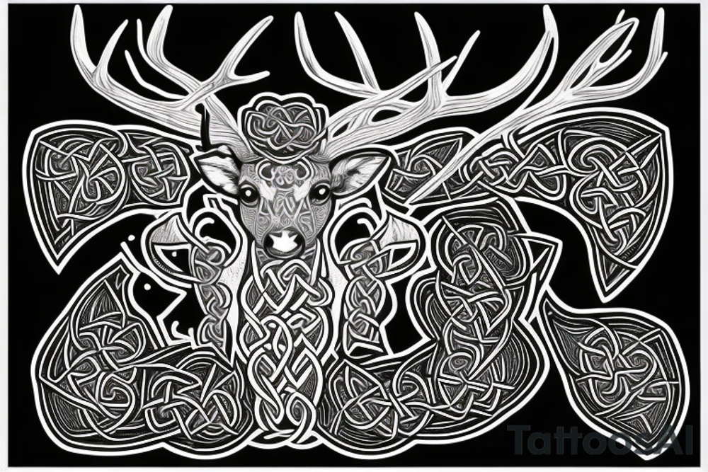 shamrock stag profile celtic tattoo idea