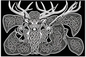 shamrock stag profile celtic tattoo idea