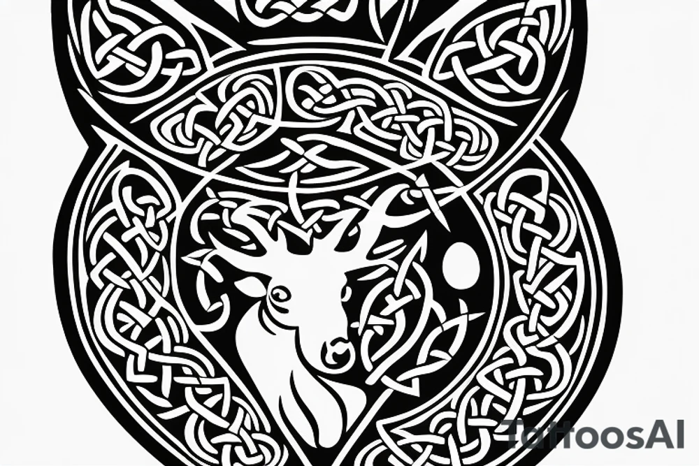 shamrock stag profile celtic tattoo idea