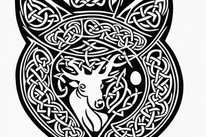 shamrock stag profile celtic tattoo idea