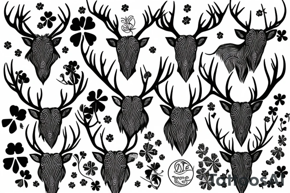 shamrock stag profile tattoo idea