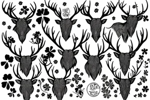 shamrock stag profile tattoo idea