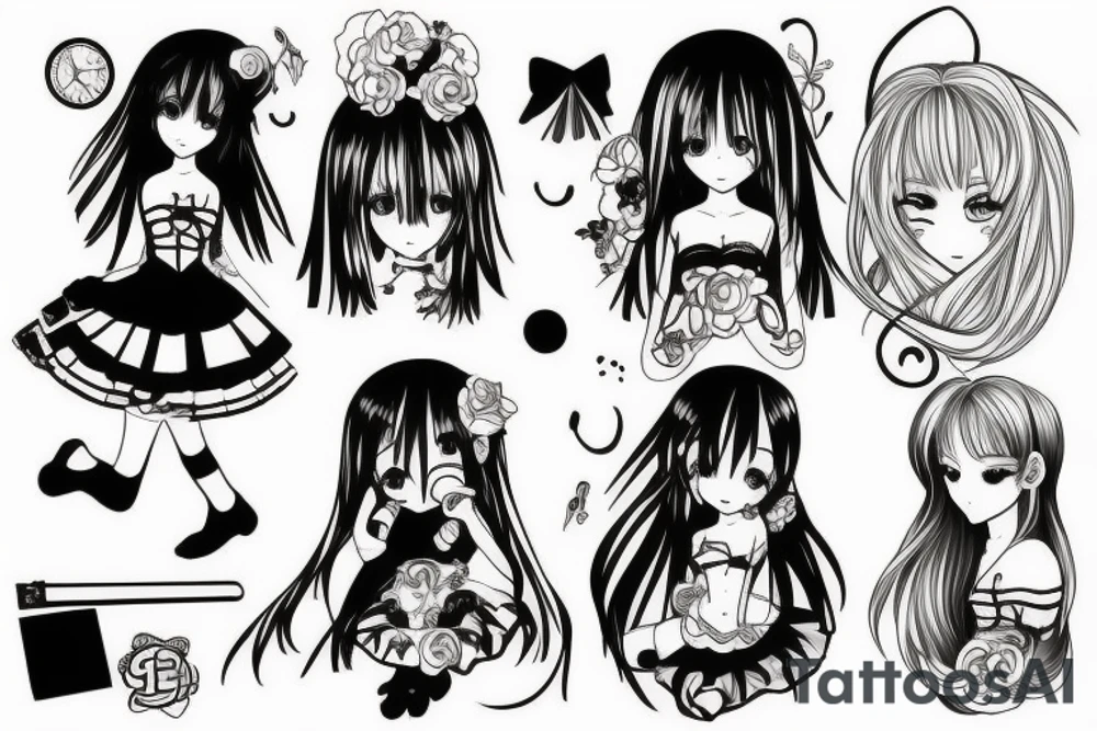 anime girl in dress tattoo idea