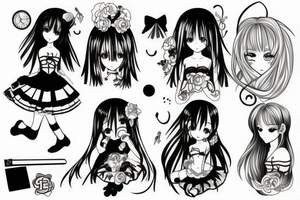 anime girl in dress tattoo idea