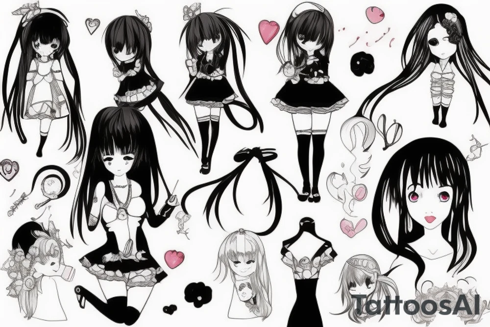 anime girl in dress tattoo idea