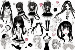 anime girl in dress tattoo idea