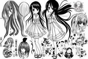 anime girl in dress tattoo idea