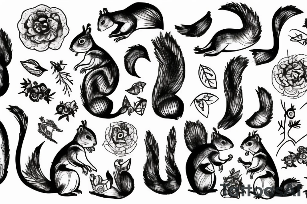 squirrel abstraction tattoo idea
