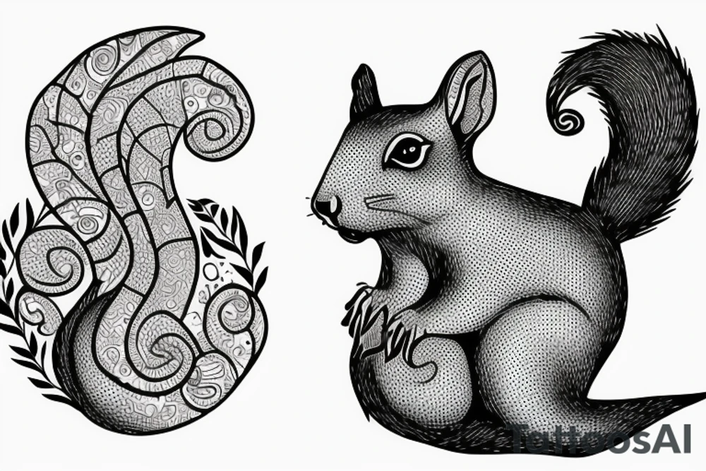 squirrel abstraction tattoo idea