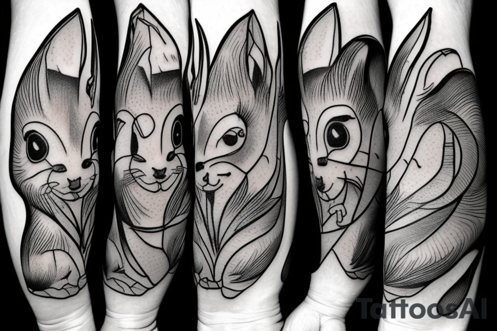 squirrel abstraction tattoo idea