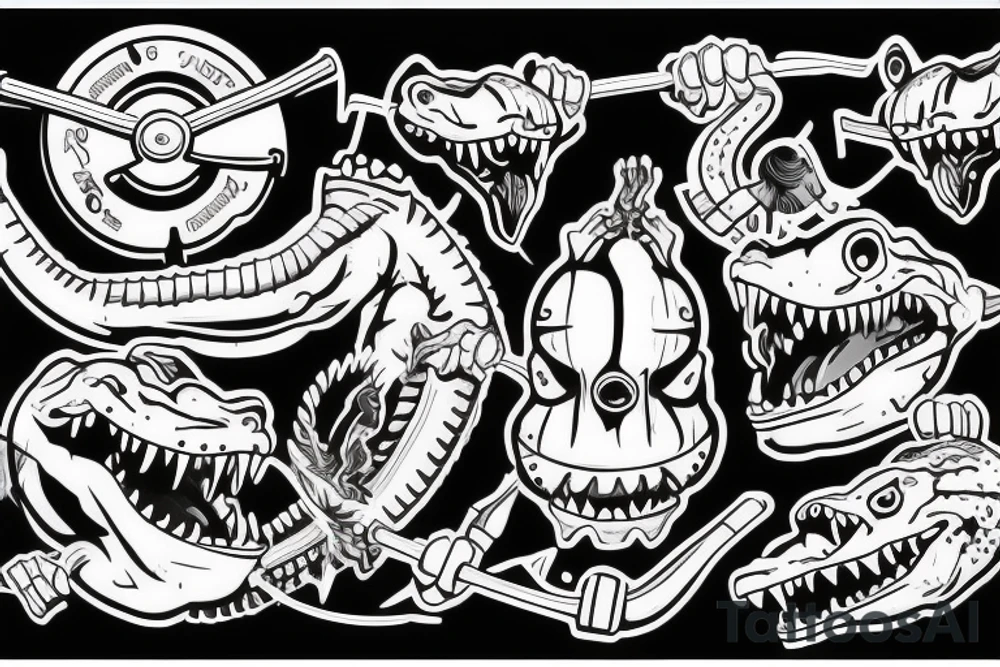 crocodile presses the barbell sport tattoo idea
