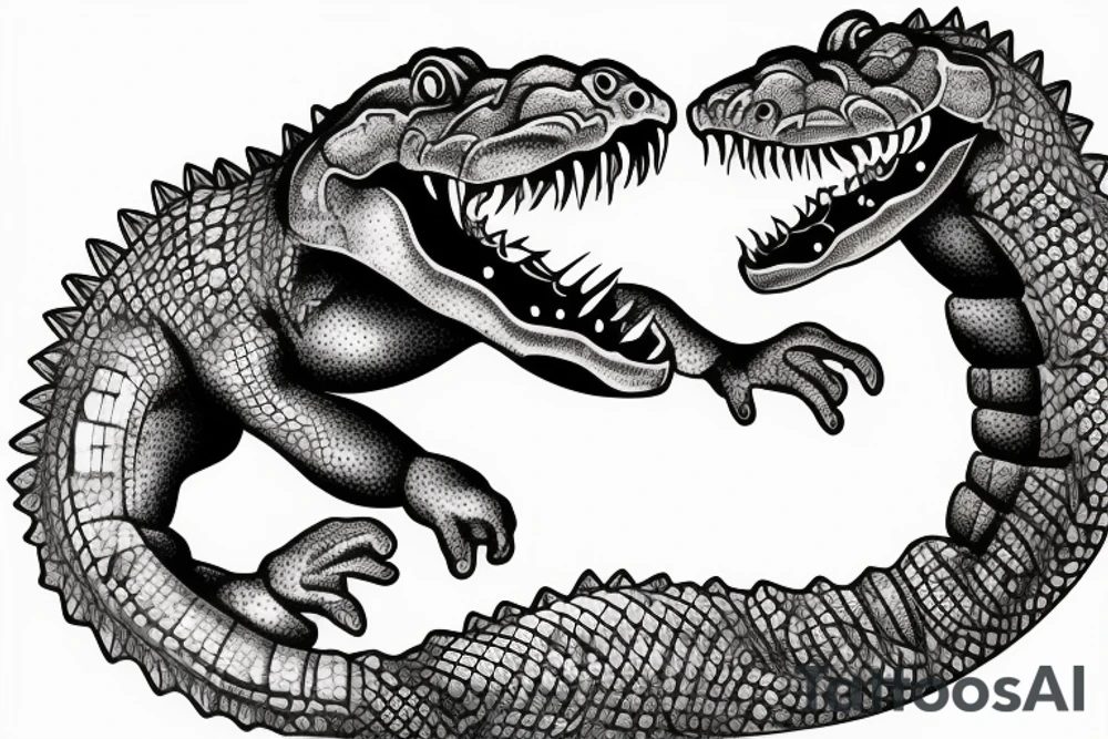 crocodile presses the barbell sport tattoo idea
