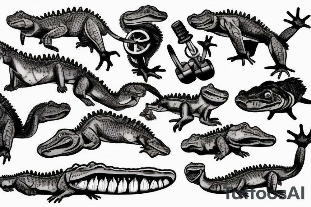 crocodile presses the barbell sport tattoo idea