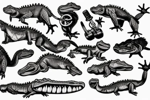 crocodile presses the barbell sport tattoo idea