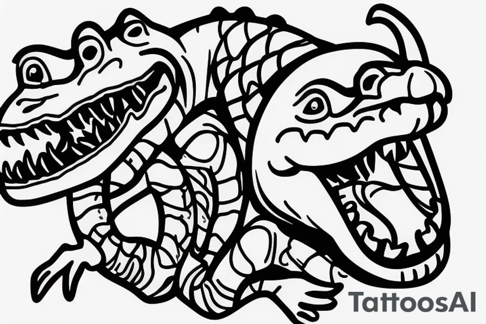 crocodile presses the barbell sport tattoo idea