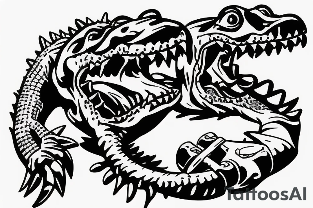 crocodile presses the barbell sport tattoo idea