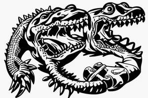 crocodile presses the barbell sport tattoo idea