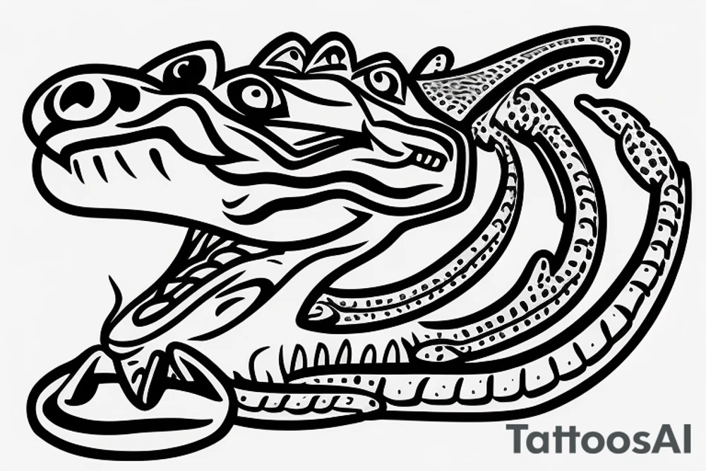 crocodile presses the barbell sport tattoo idea