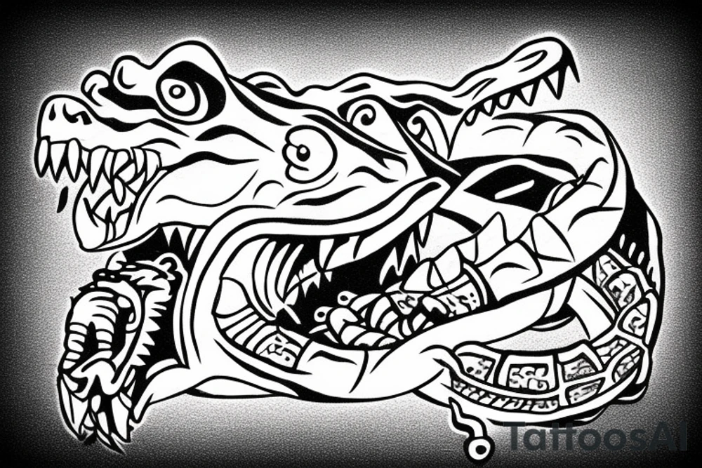 crocodile presses the barbell sport tattoo idea
